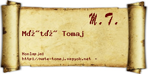 Máté Tomaj névjegykártya