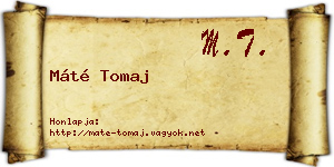 Máté Tomaj névjegykártya